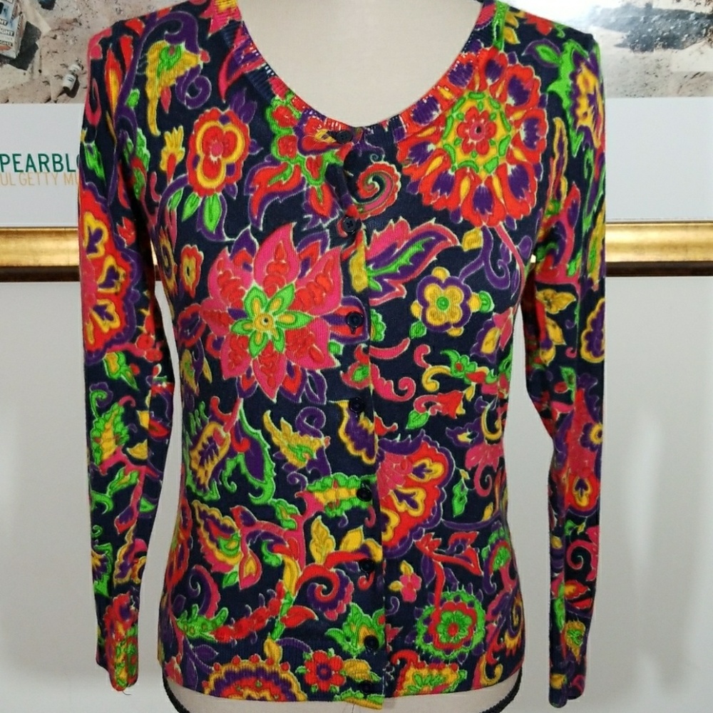 Talbots Multicolor floral cardigan. Size P